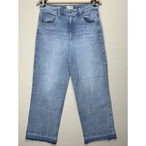 Women's High-Rise Wide Leg Jeans Universal Thread Light Wash 12R Raw Hem Grunge